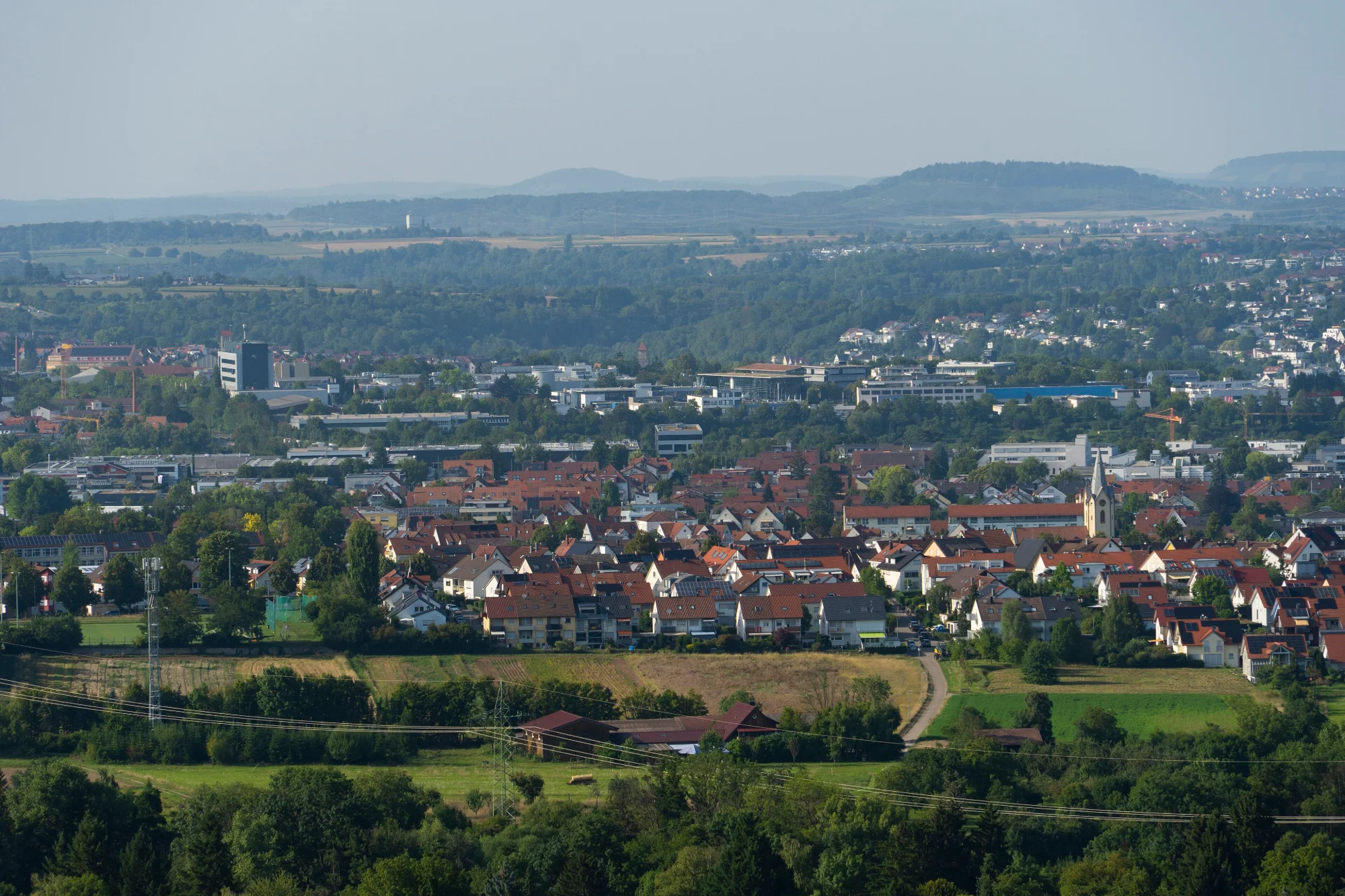Rommelshausen und Waiblingen von den Weinbergen gesehen